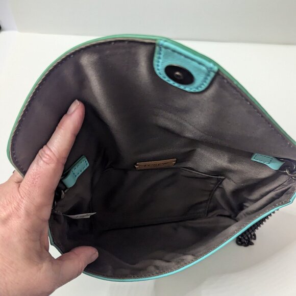 New J Crew Tiffany Blue Leather Envelope Bag with Chain - Picture 7 of 16